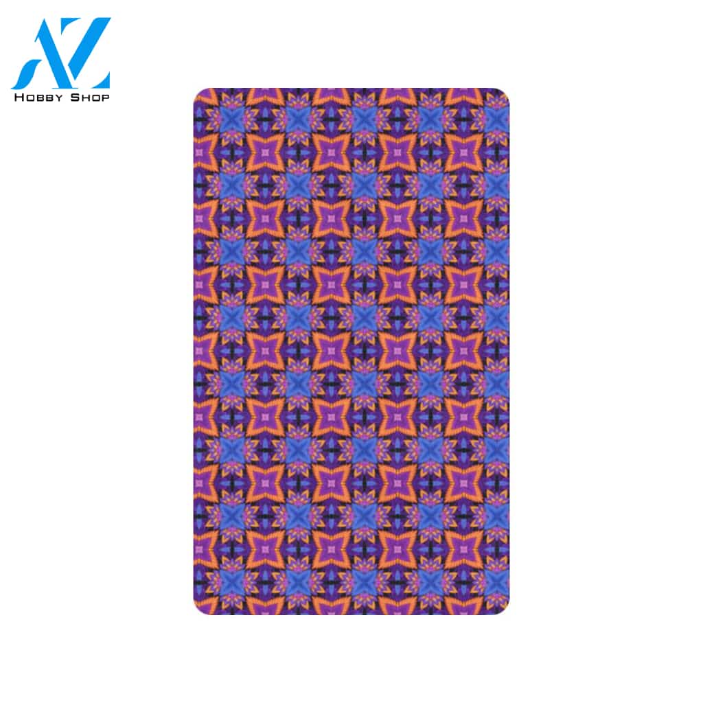 kaleidoscope Purple Orange Print Design Rubber Doormat