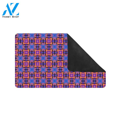 kaleidoscope Purple Orange Print Design Rubber Doormat