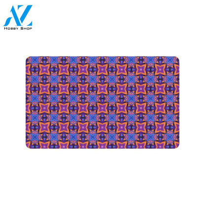 kaleidoscope Purple Orange Print Design Rubber Doormat