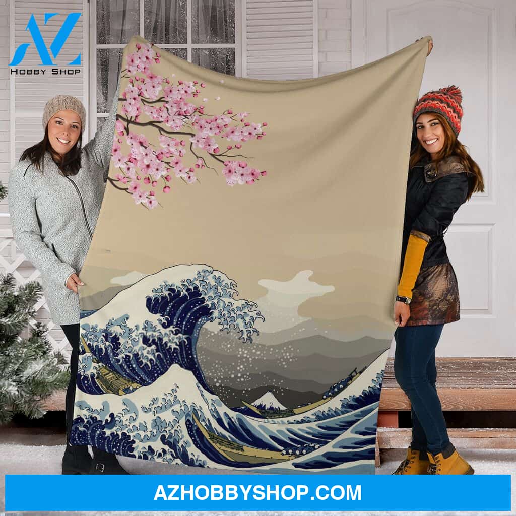 Kanagawa Wave Fleece Blanket