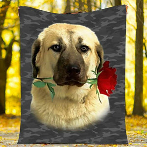 Kangal Rose Zipper Dog Pocket Blanket - Valentine's Day Fleece Blanket Home Decor Bedding Couch Sofa Soft And Comfy Cozy