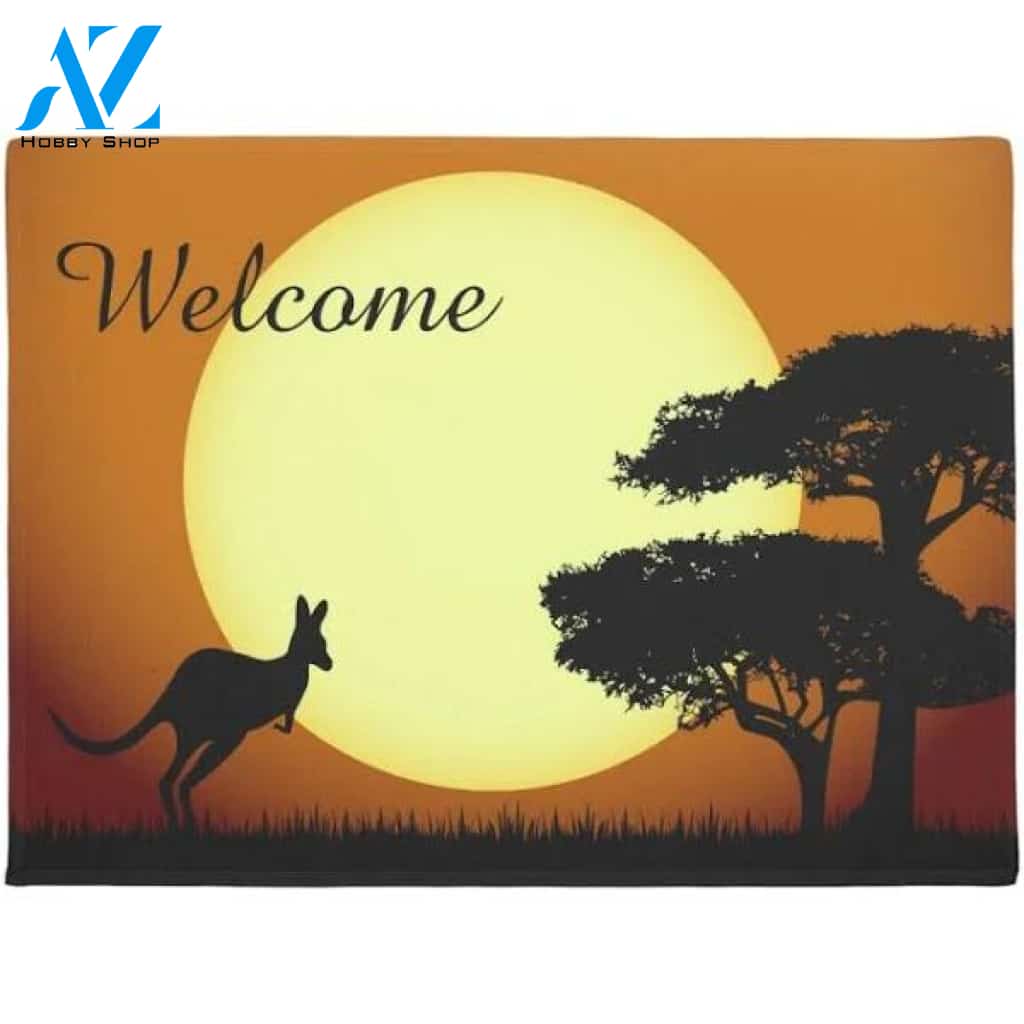 Kangaroo at Sunset Doormat Indoor and Outdoor Mat Entrance Rug Sweet Home Decor Housewarming Gift Gift for Kangaroo Lover Wildlife Animals Lovers