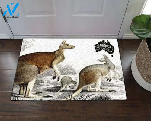 Kangaroo Family Doormat Indoor and Outdoor Mat Entrance Rug Sweet Home Decor Housewarming Gift Gift for Kangaroo Lovers Wildlife Animals Lovers