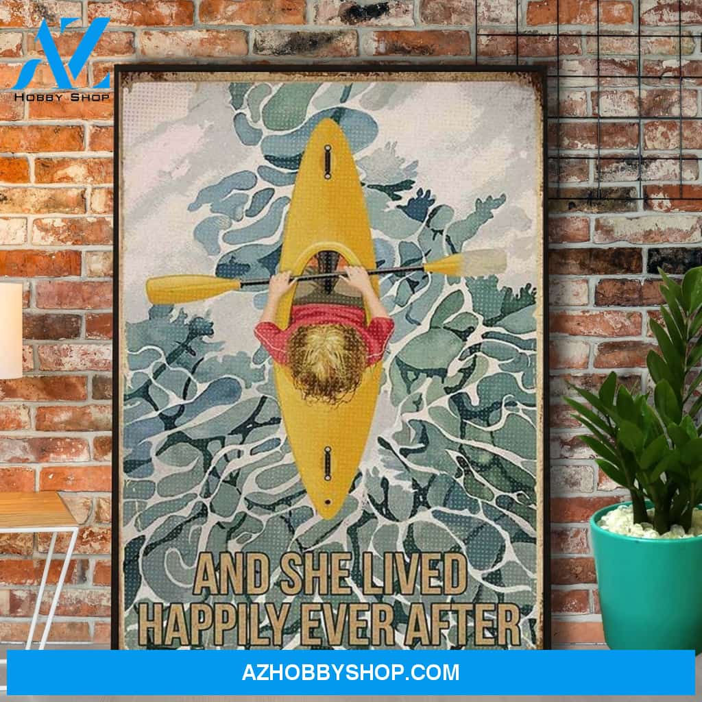 Kayak Girl She Lived Happily Ever After Canvas And Poster, Wall Decor Visual Art