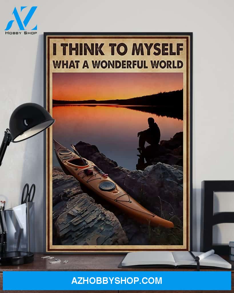 Kayaking What A Wonderful World Vertical Art Canvas, Wall Decor Visual Art