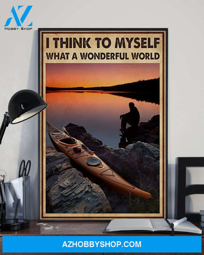 Kayaking What A Wonderful World Vertical Art Canvas, Wall Decor Visual Art