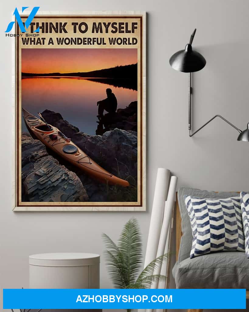 Kayaking What A Wonderful World Vertical Art Canvas, Wall Decor Visual Art