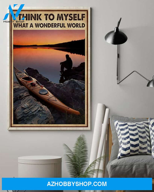 Kayaking What A Wonderful World Vertical Art Canvas, Wall Decor Visual Art