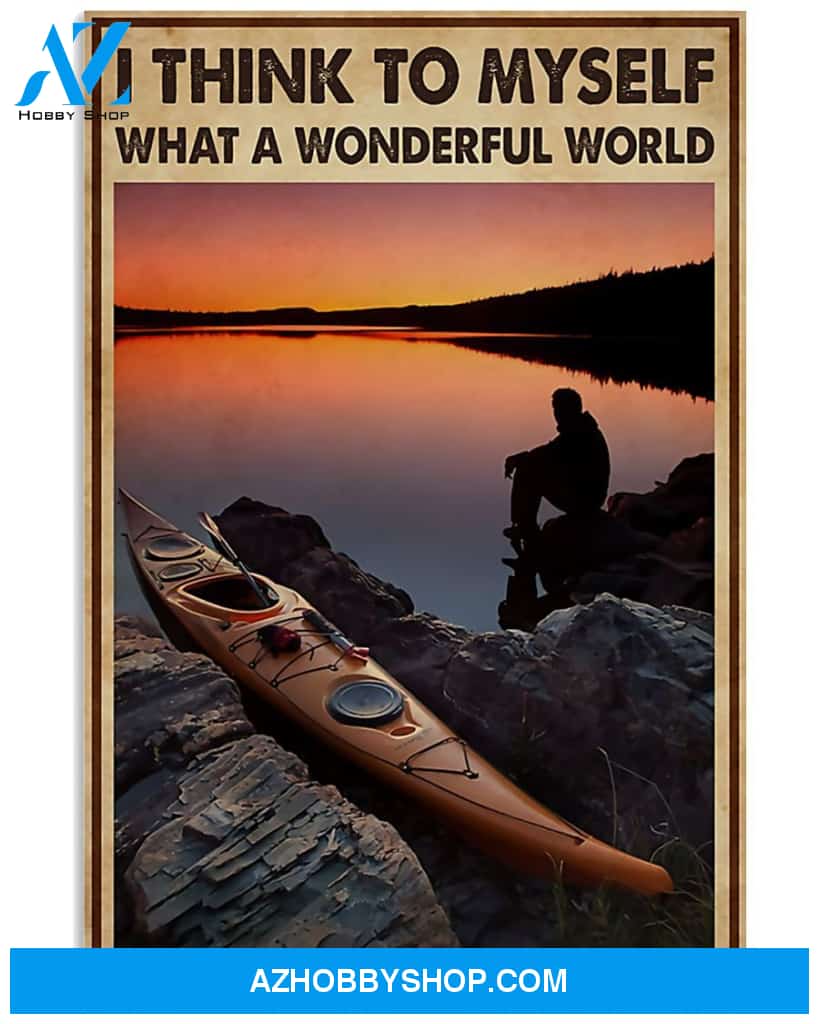 Kayaking What A Wonderful World Vertical Art Canvas, Wall Decor Visual Art