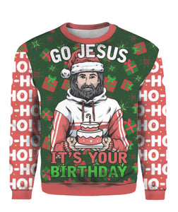 Jesuss Birthday Go Jesus Ugly Christmas Sweater | For Men & Women | UH1310