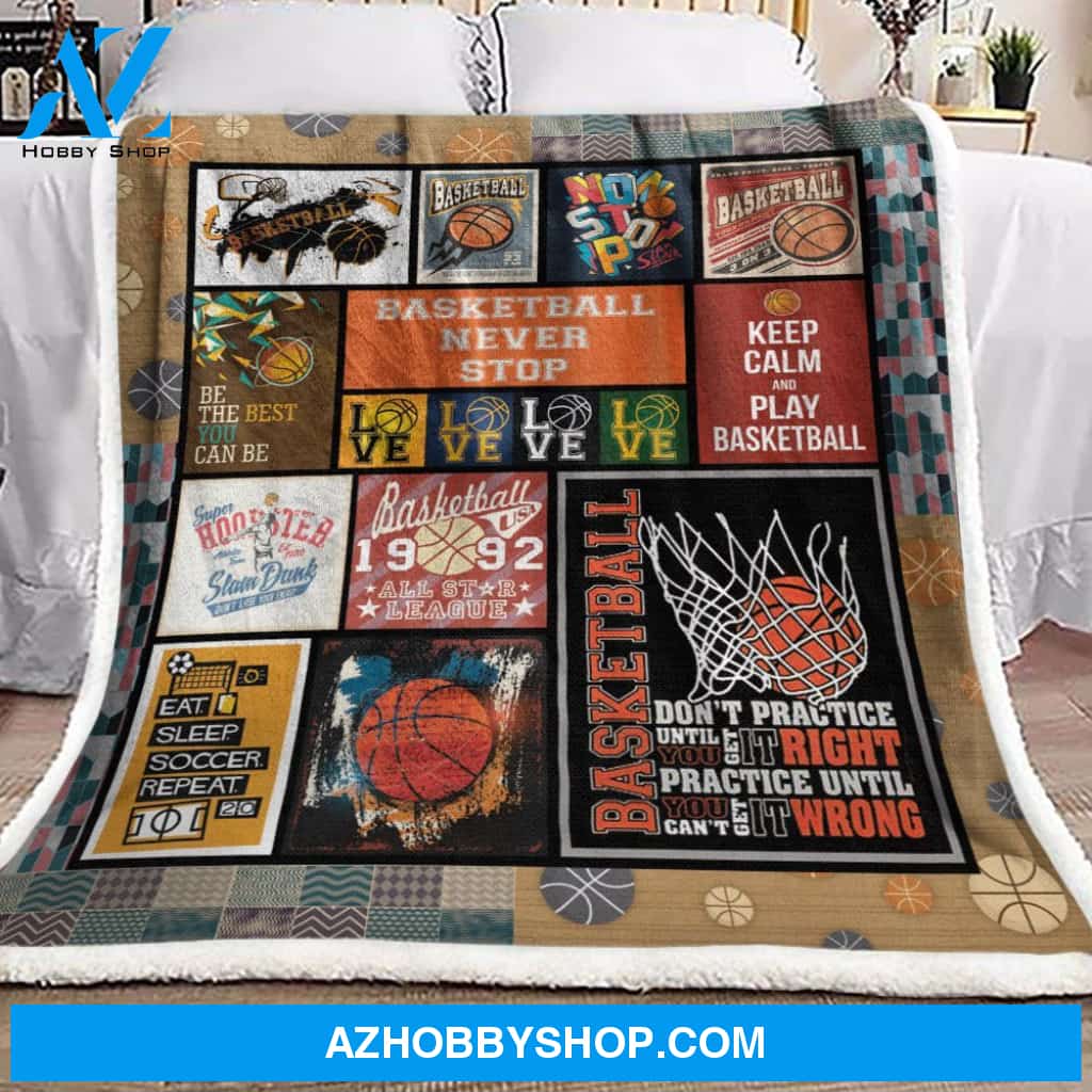 Keep Calm And Play Basketball Fleece Blanket Home Decor Bedding Couch Sofa Soft And Comfy Cozy Gift For Family Friend Gift For Basketball Lover