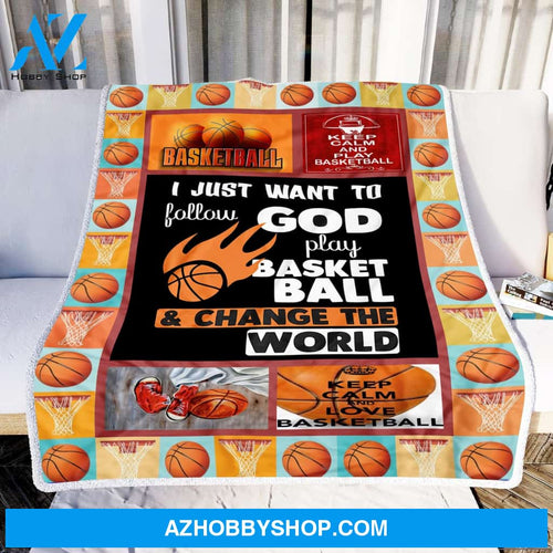 Keep Calm And Play Basketball Fleece Blanket Home Decor Bedding Couch Sofa Soft And Comfy Cozy Gift For Basketball Lover, Birthday Gift