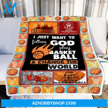 Keep Calm And Play Basketball Fleece Blanket Home Decor Bedding Couch Sofa Soft And Comfy Cozy Gift For Basketball Lover, Birthday Gift