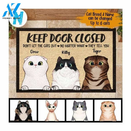 Keep Door Closed Custom Cat Doormat, Freeship, Mat Doormat,Rug,Area Rugs,Vintage Doormat,Welcome Doormat,Welcome Rugs,Doormat Outdoors
