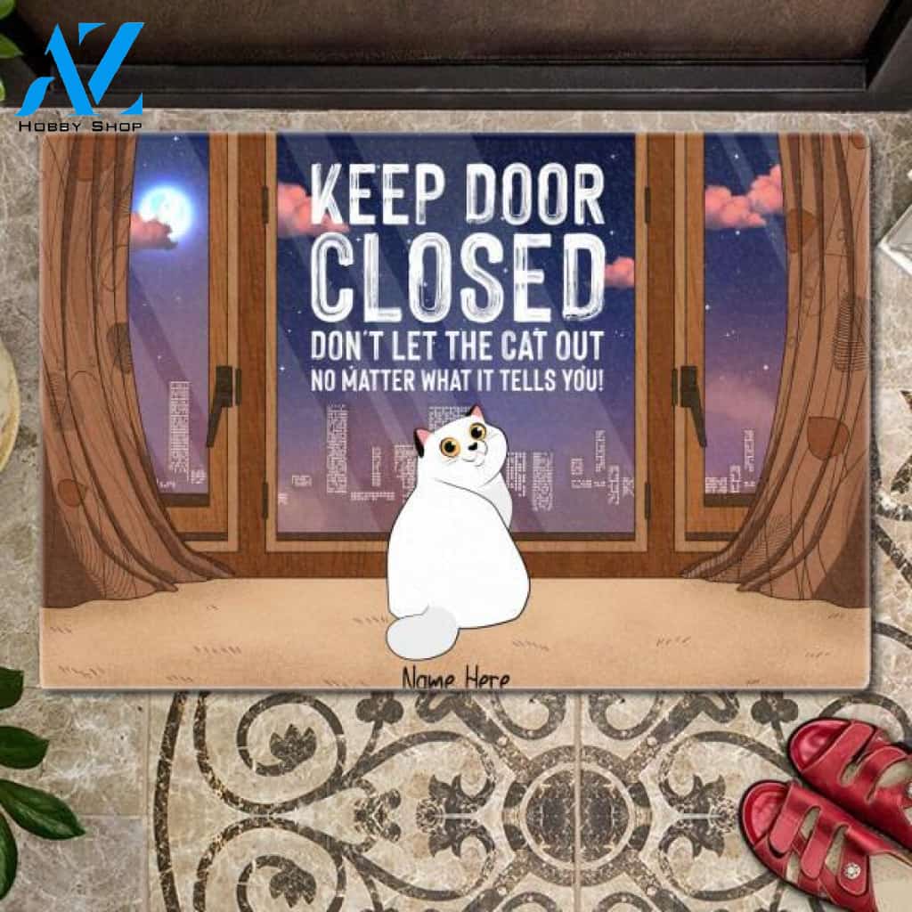 Keep Door Closed Cute Chubby Cats Customized Doormat | Welcome Mat | House Warming Gift