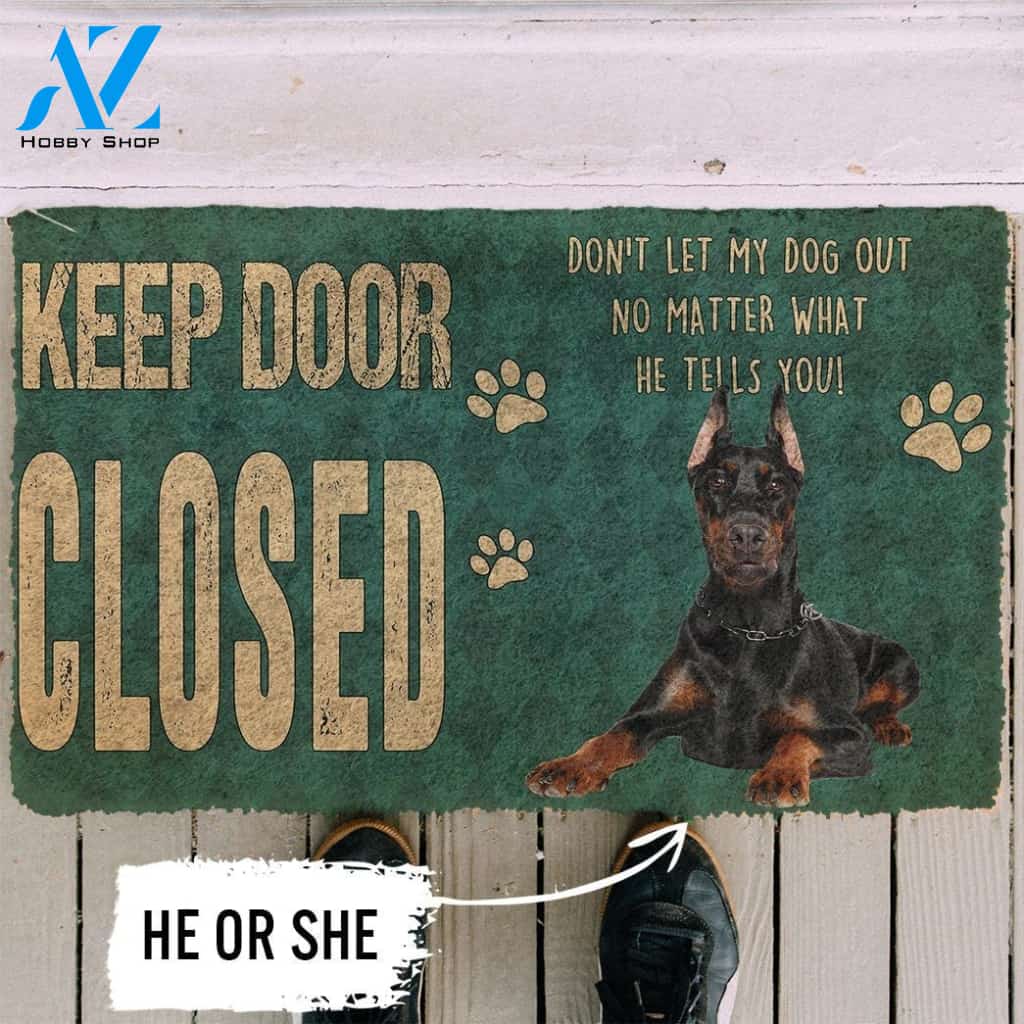 Gearhumans Gearhuman 3D Keep Door Closed Doberman Pinschers Dog Custom Gender Doormat