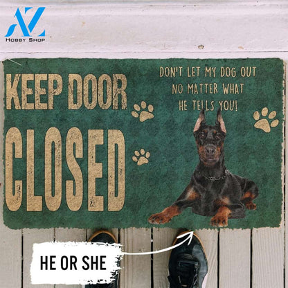 Gearhumans Gearhuman 3D Keep Door Closed Doberman Pinschers Dog Custom Gender Doormat