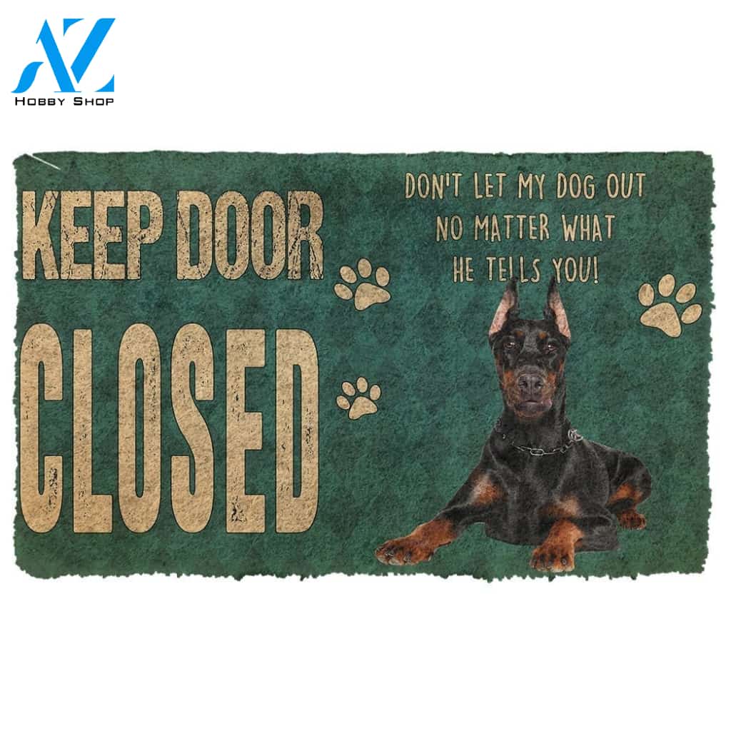 Gearhumans Gearhuman 3D Keep Door Closed Doberman Pinschers Dog Custom Gender Doormat