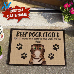 KEEP DOOR CLOSED DON'T LET THE CAT OUT NO MATTER WHAT THEY TELL YOU Doormat Full Printing HP-DHL016 | Welcome Mat | House Warming Gift