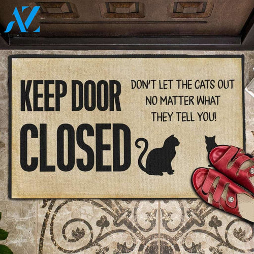 Keep Door Closed Don't Let The Cats Out Cat Doormat Indoor and Outdoor Doormat Warm House Gift Welcome Mat Gift for Cat Lovers Birthday Gift