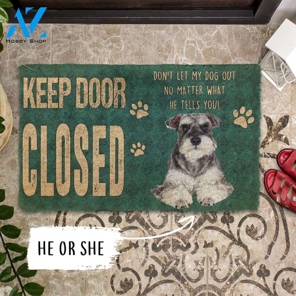 Gearhumans Gearhuman 3D Keep Door Closed Miniature Schnauzers Dog Custom Gender Doormat