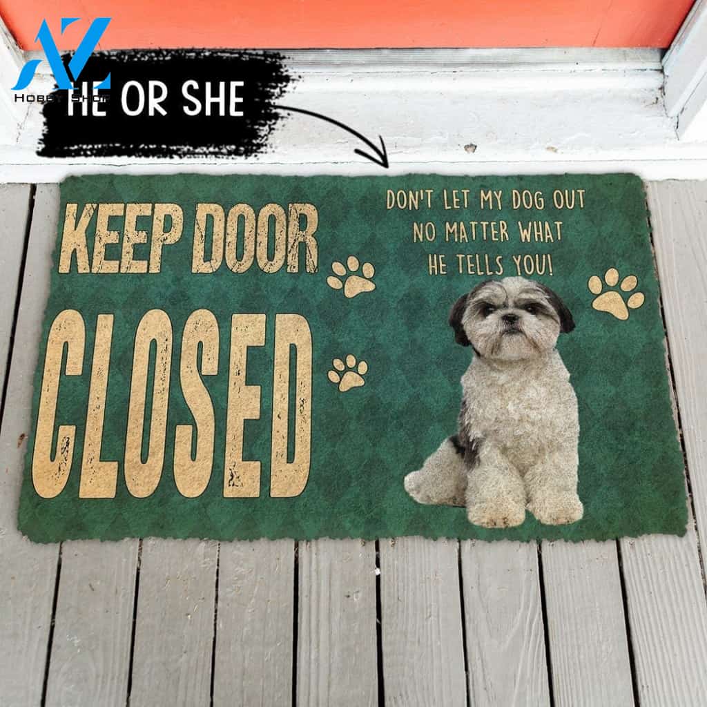 Gearhumans Gearhuman 3D Keep Door Closed Shih Tzu Dog Custom Gender Doormat