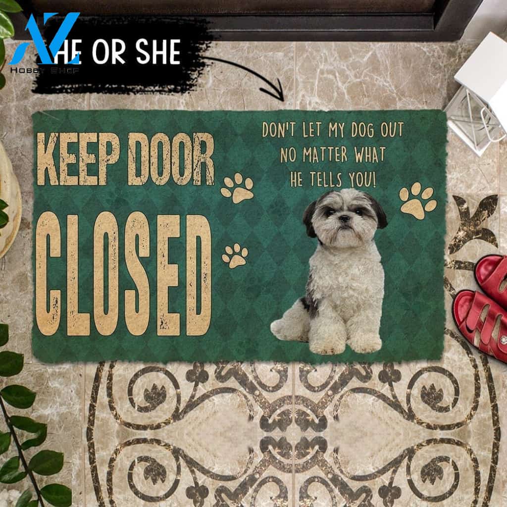 Gearhumans Gearhuman 3D Keep Door Closed Shih Tzu Dog Custom Gender Doormat