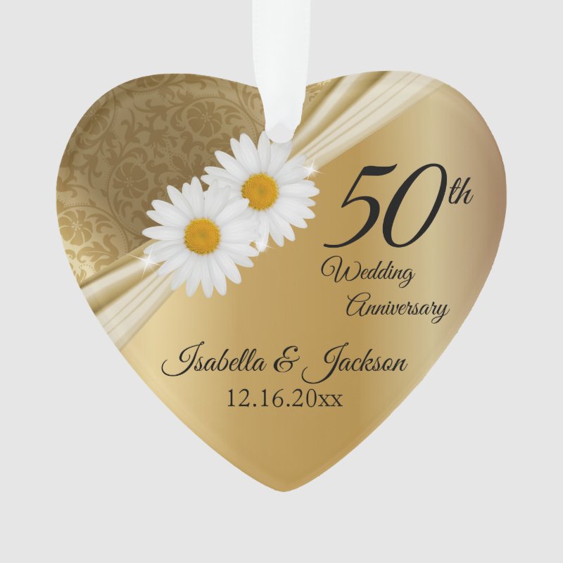 Keepsake 50Th Gold Daisy Wedding Anniversary Ornament