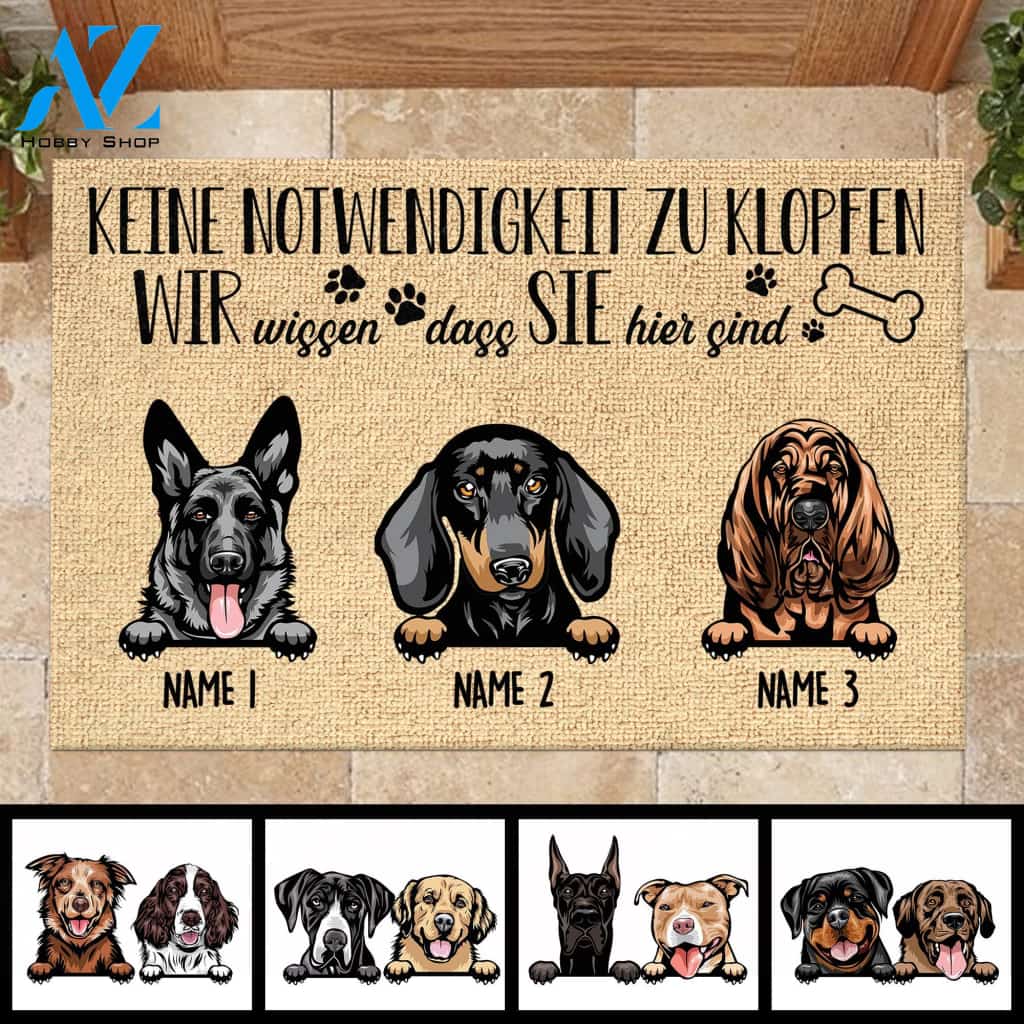 Keine Notwendigkeit Zu Klopfen German - Funny Personalized Dog Doormat 