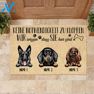 Keine Notwendigkeit Zu Klopfen German - Funny Personalized Dog Doormat 