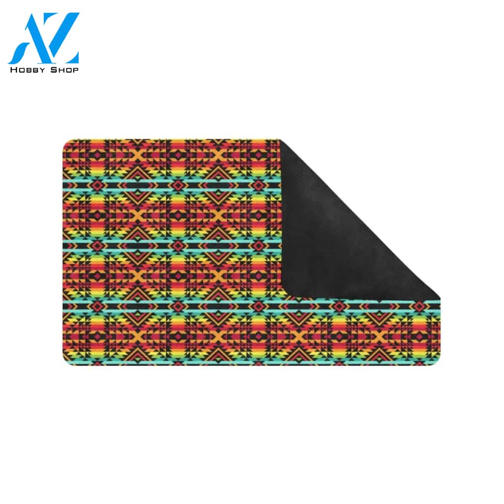 Kente Red Design African Print Rubber Doormat