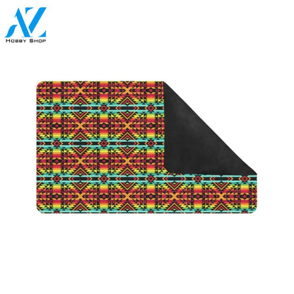 Kente Red Design African Print Rubber Doormat