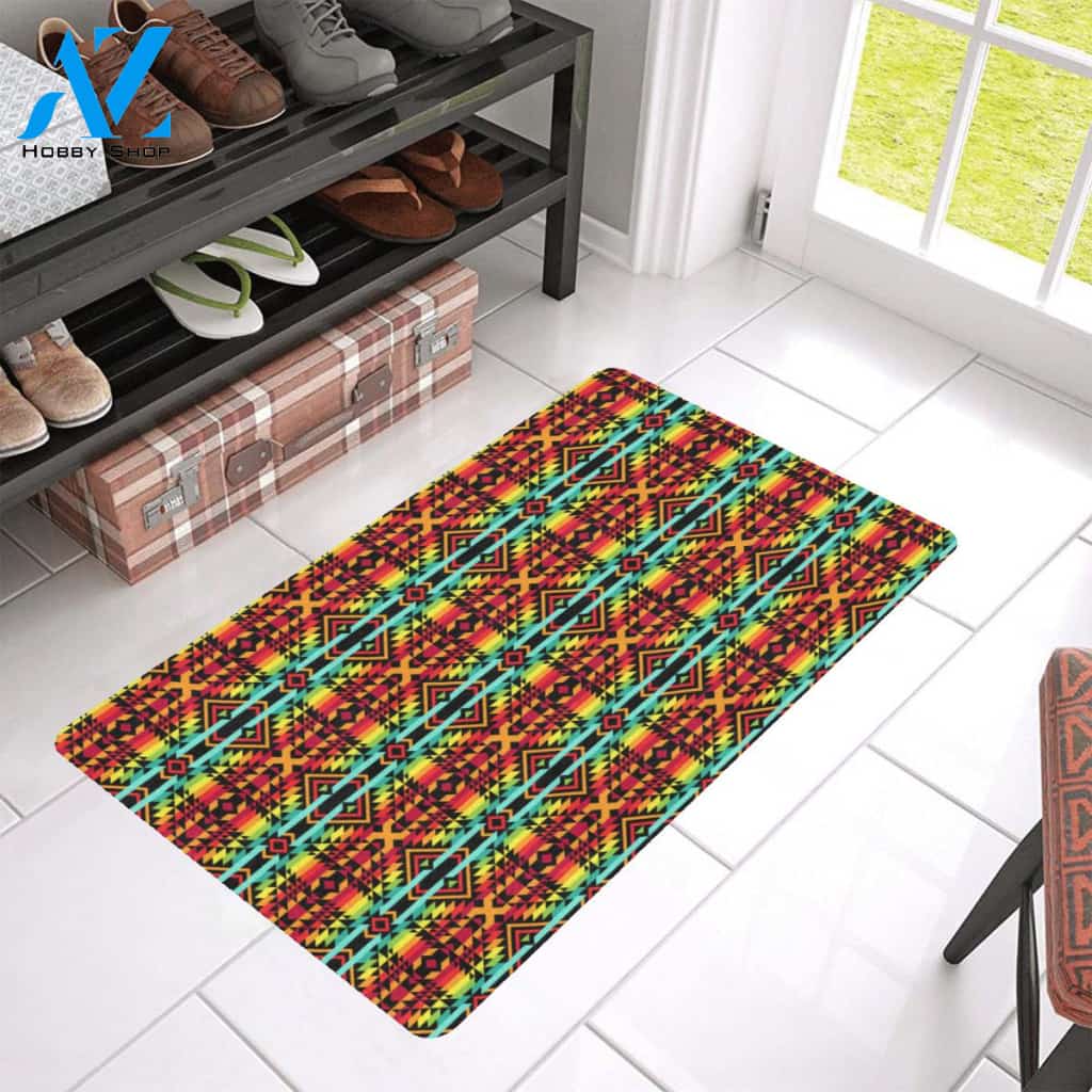 Kente Red Design African Print Rubber Doormat