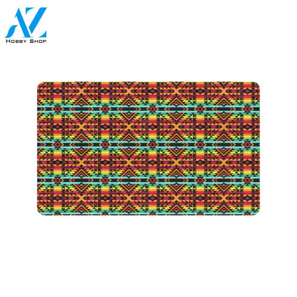 Kente Red Design African Print Rubber Doormat