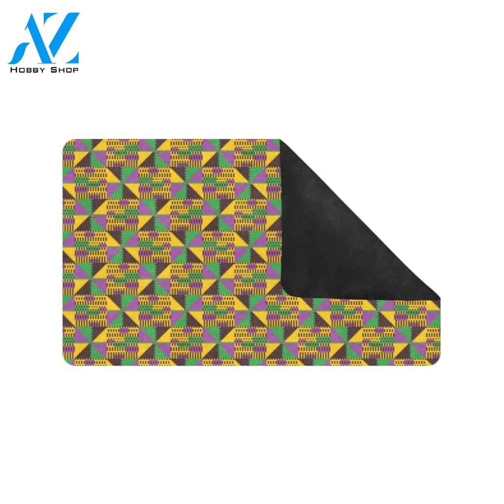 Kente Triangle Design African Print Rubber Doormat