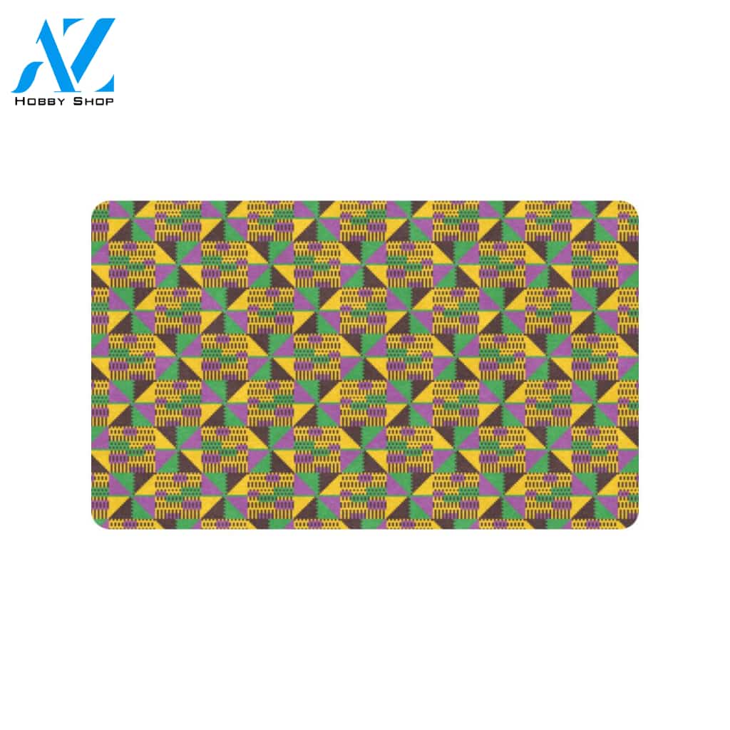 Kente Triangle Design African Print Rubber Doormat