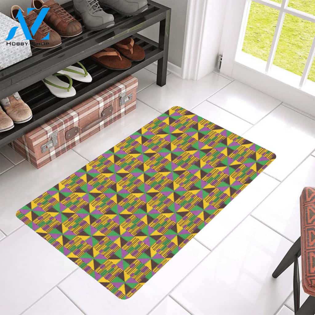 Kente Triangle Design African Print Rubber Doormat