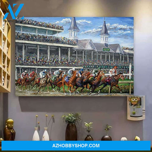 Kentucky Derby Horse Racing Canvas Wall Art, Wall Decor Visual Art