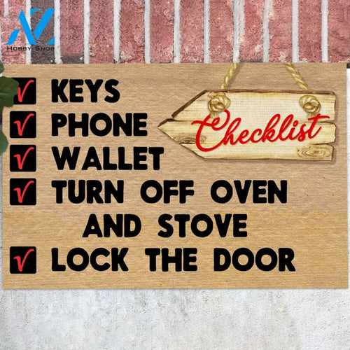 Keys Phone Wallet Turn Off Oven Lock The Door Funny Reminder Doormat, Gift For Friend Family, Birthday Gift Decor Warm House Gift Welcome Mat