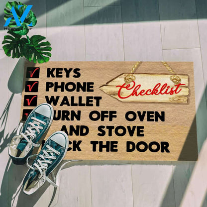 Keys Phone Wallet Turn Off Oven Lock The Door Funny Reminder Doormat, Gift For Friend Family, Birthday Gift Decor Warm House Gift Welcome Mat