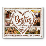 Best Friend Collage Canvas, Gift For Bestie, Best Friend Birthday Gifts, Side By Side Or Miles Apart Bestie Gift