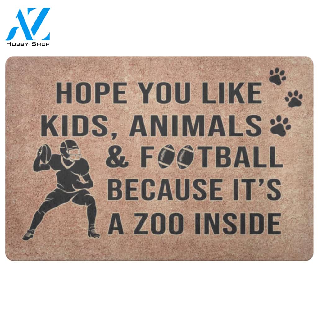 Kids, Animals & Football - A Zoo Inside Indoor And Outdoor Doormat Gift For Football Lovers Birthday Gift Decor Warm House Gift Welcome Mat