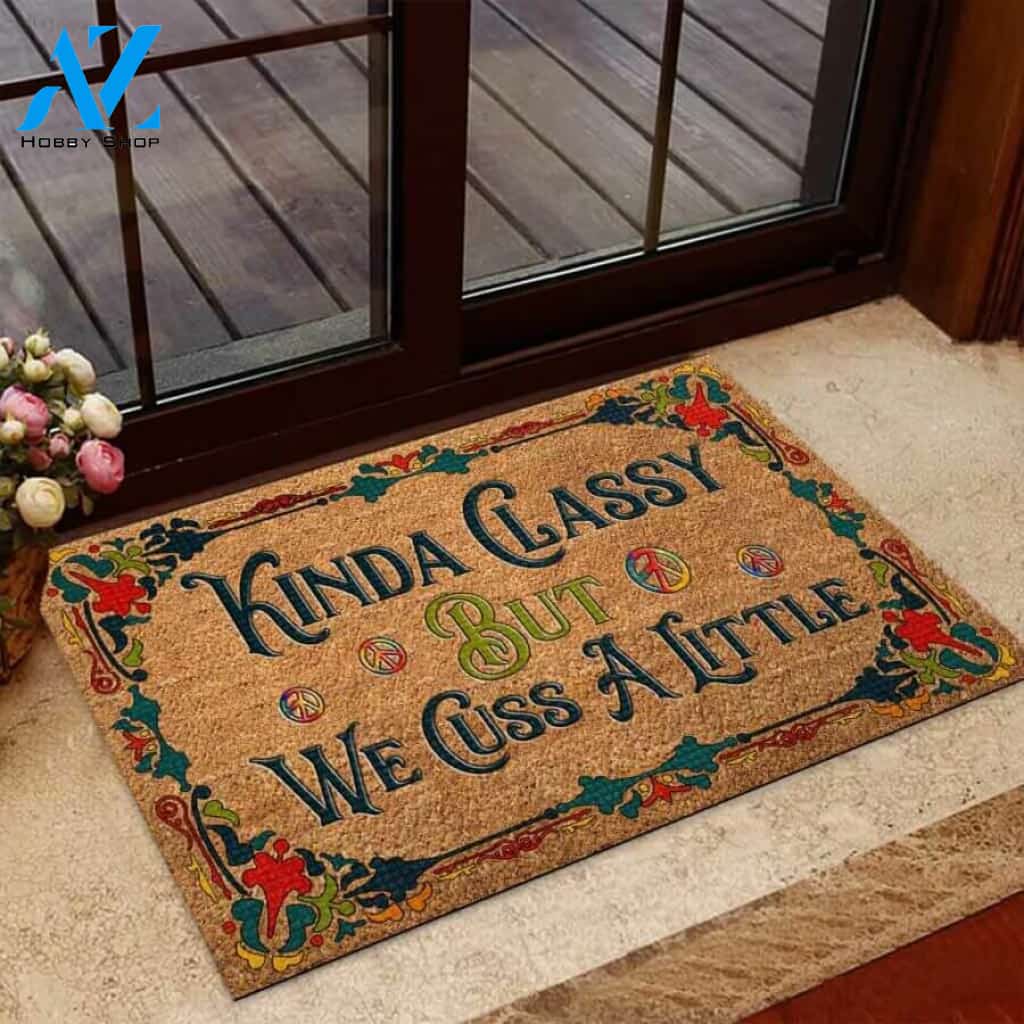Kinda Classy – Hippie Easy Clean Welcome DoorMat | Felt And Rubber | 40x60 cm | 45x75 cm | 60x90 cm | Colorful | DO1204