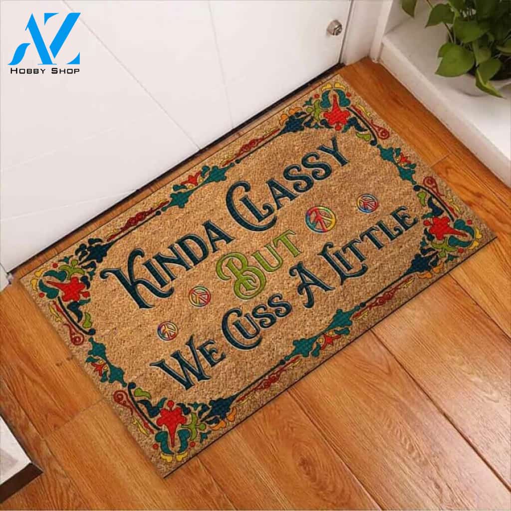 Kinda Classy – Hippie Easy Clean Welcome DoorMat | Felt And Rubber | 40x60 cm | 45x75 cm | 60x90 cm | Colorful | DO1204