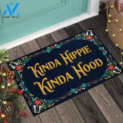 Kinda Hippie Kinda Hood Easy Clean Welcome DoorMat | Felt And Rubber | 40x60 cm | 45x75 cm | 60x90 cm | Colorful | DO1205