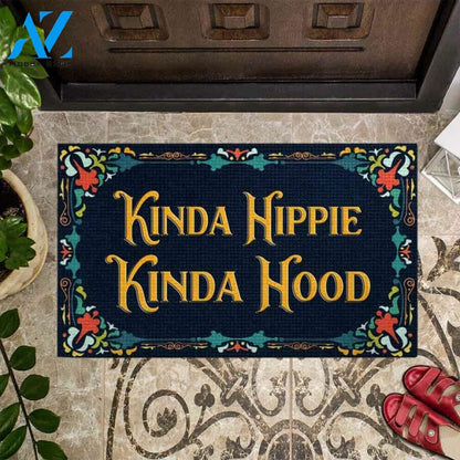Kinda Hippie Kinda Hood Easy Clean Welcome DoorMat | Felt And Rubber | 40x60 cm | 45x75 cm | 60x90 cm | Colorful | DO1205