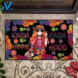 Kinda Hippie Kinda Hood Hippie Girl Doormat Welcome Mat Housewarming Gift Home Decor Funny Doormat Gift Idea For Friend Gift For Family