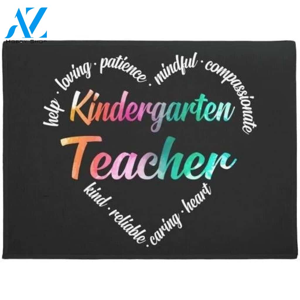 Kindergarten Teacher Kind Reliable Caring Heart Doormat Welcome Mat Housewarming Gift Home Decor Funny Doormat Gift Idea For Teacher