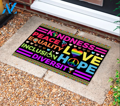 Kindness Peace Equality Love Inclusion Hope Diversity House Doormat Gift For Dog Lovers Birthday Gift Home Decor Warm House Gift Welcome Mat