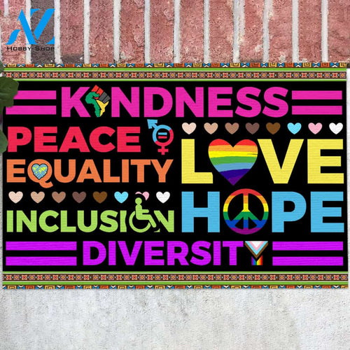 Kindness Peace Equality Love Inclusion Hope Diversity House Doormat Gift For Dog Lovers Birthday Gift Home Decor Warm House Gift Welcome Mat
